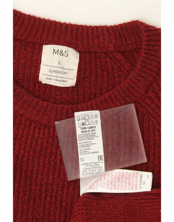 Marks & Spencer - Jersey de cuello redondo para hombre, talla grande, poliamida moteada roja