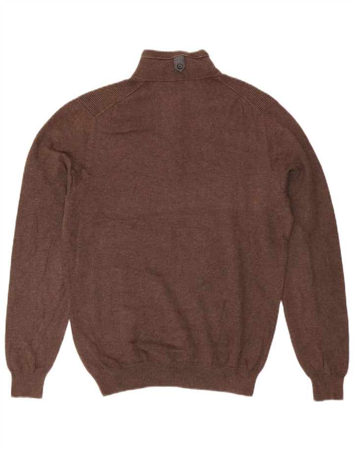 Massimo Dutti Jersey Hombre Con Cremallera Y Cuello Small Marrón Algodón
