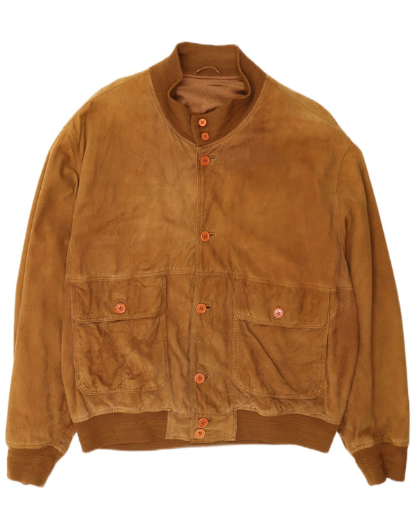 Vintage hombres ante bomber chaqueta Reino Unido 42 XL Beige