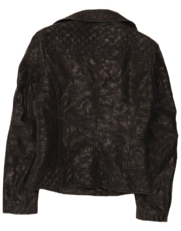 Guess Chaqueta motera de piel sintética para mujer UK 4 XS Poliuretano negro