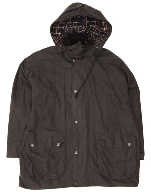 MC Orvis Chaqueta de algodón encerado con capucha y ajuste holgado para hombre UK 40 Large Black