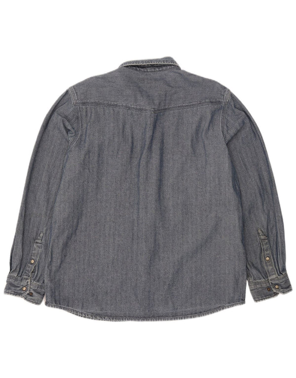 Carhartt Hombre Camisa Slim Fit De Algodón En Espiga Azul Grande