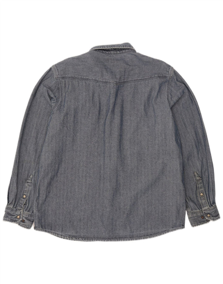 Carhartt Hombre Camisa Slim Fit De Algodón En Espiga Azul Grande