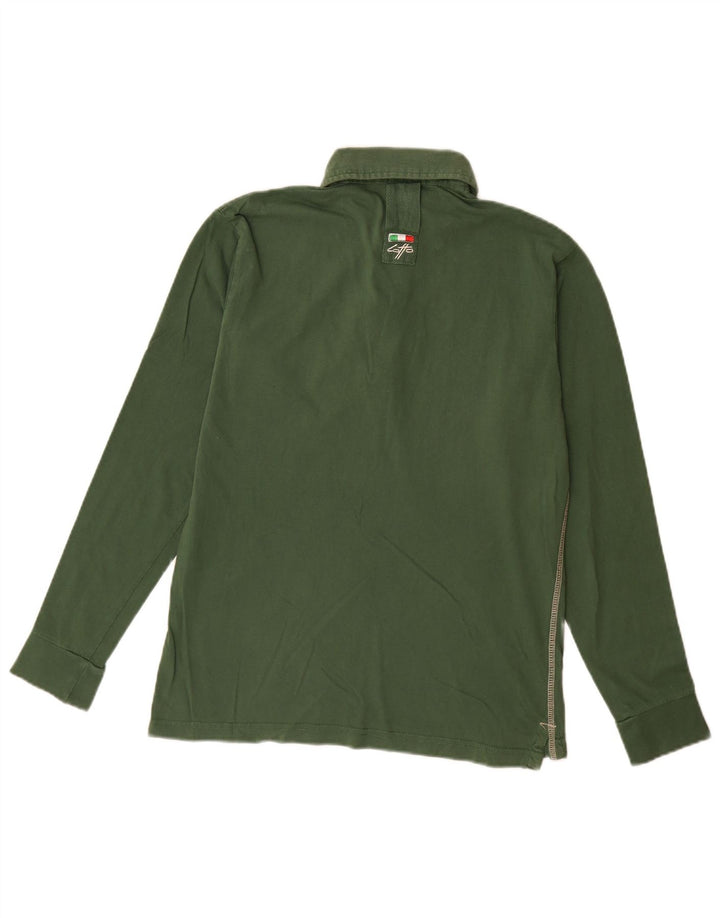 LOTTO Polo de manga larga para hombre pequeño verde color block