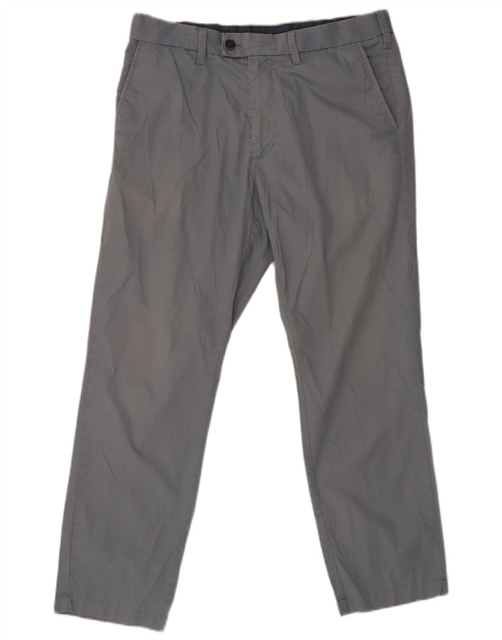 Marks & Spencer Pantalón de traje regular recto para hombre W34 L29 Algodón azul