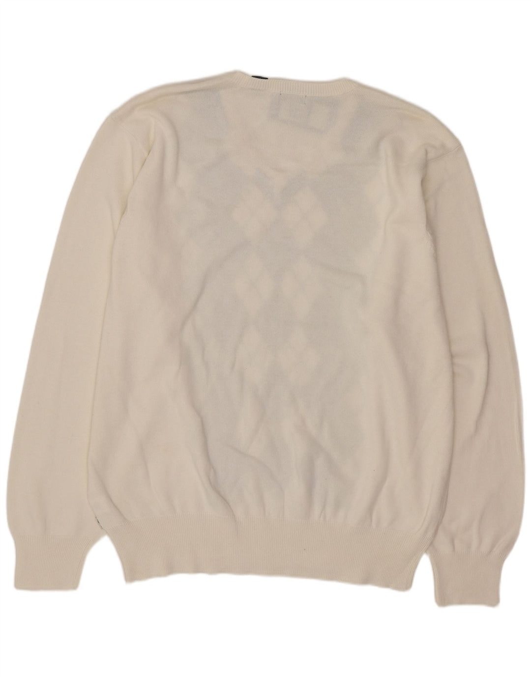 Izod Jersey con cuello en V para hombre XL White Argyle/Diamond Cotton