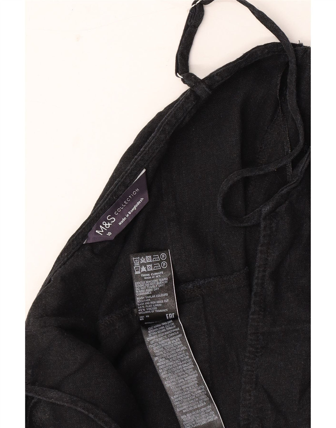 Marks & Spencer Mono sin mangas para mujer UK 10 Small Black Linen