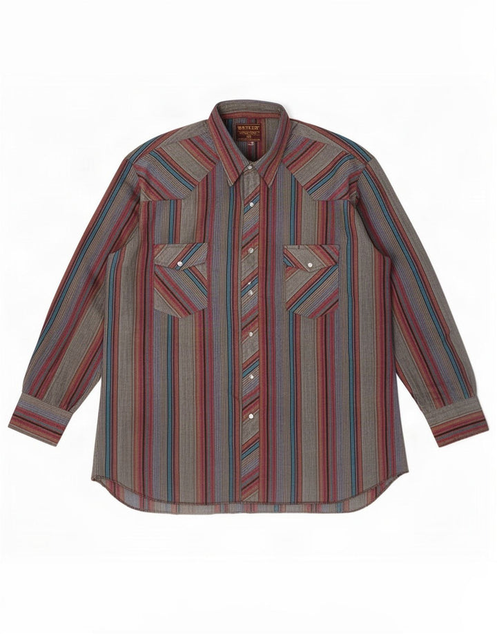 Rustler Camisa alta para hombre Talla 17 1/2 XL Rayas multicolores