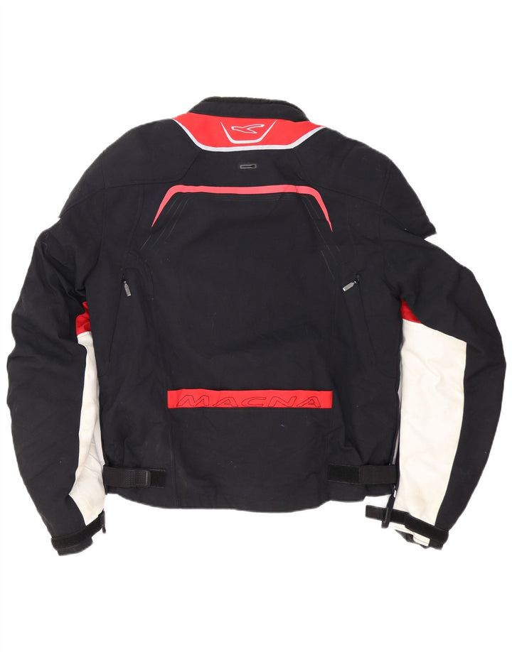Macna Chaqueta de motociclista con gráfico para hombre, talla 42, color negro