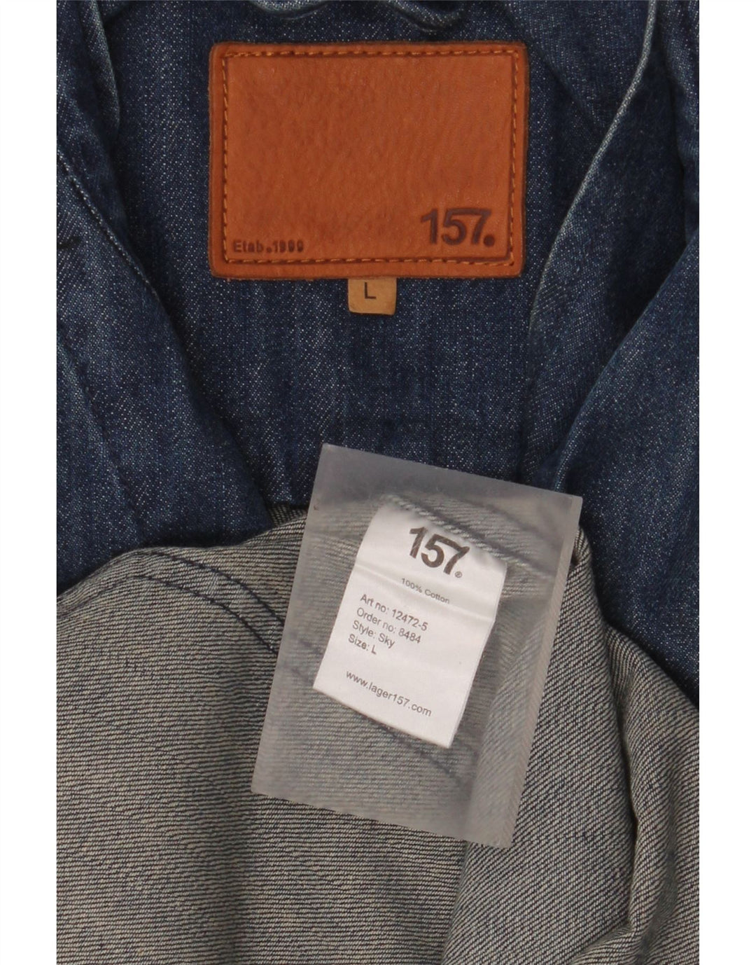 Lager 157 Chaqueta tipo blazer de mezclilla con 5 botones para hombre UK 40 Grande Algodón azul