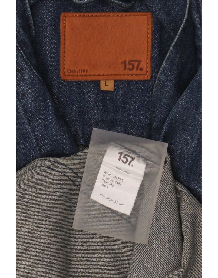 Lager 157 Chaqueta tipo blazer de mezclilla con 5 botones para hombre UK 40 Grande Algodón azul
