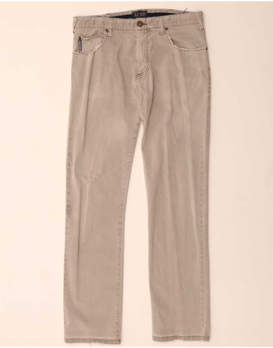 ARMANI Pantalón casual recto para hombre W32 L30 Algodón gris