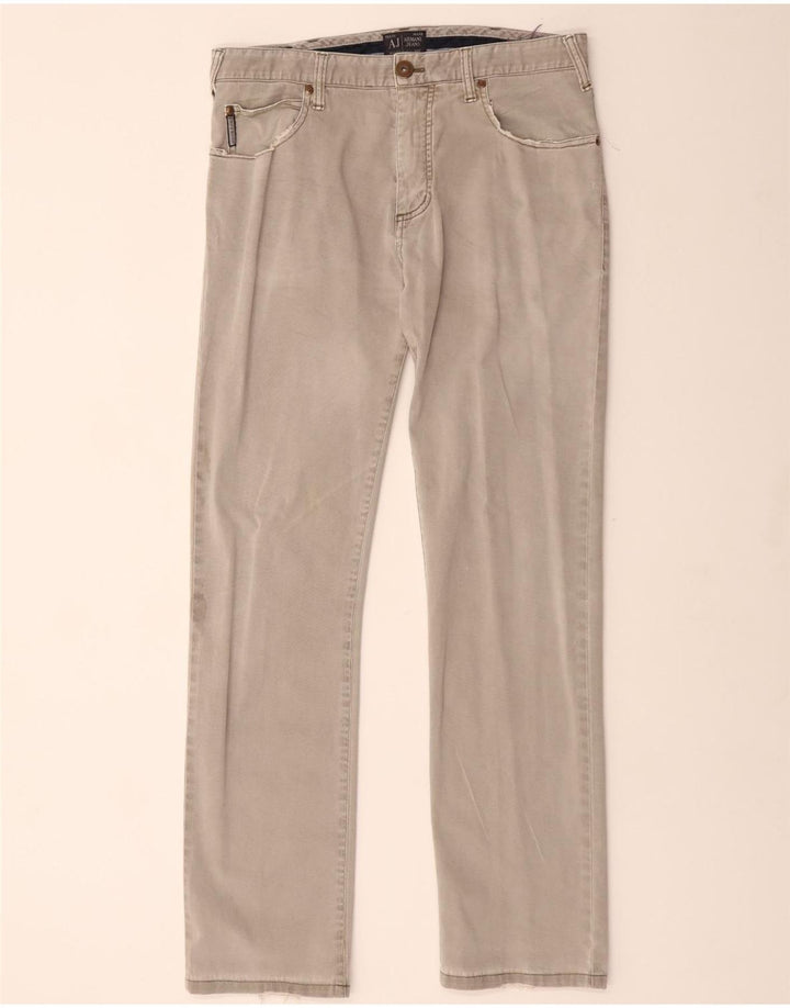 ARMANI Pantalón casual recto para hombre W32 L30 Algodón gris