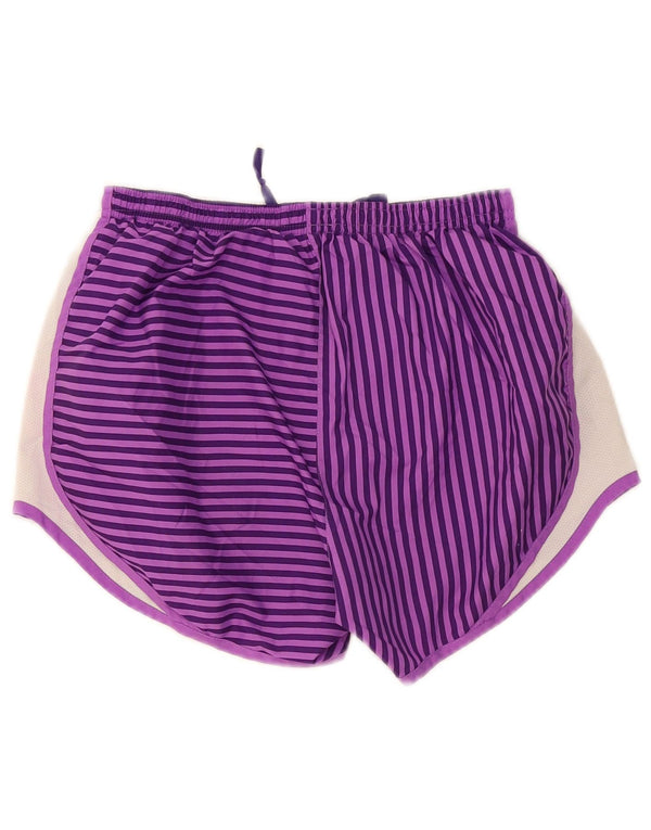 Nike Pantalones cortos deportivos Dri Fit para mujer UK 8 Small Púrpura Rayas Poliéster