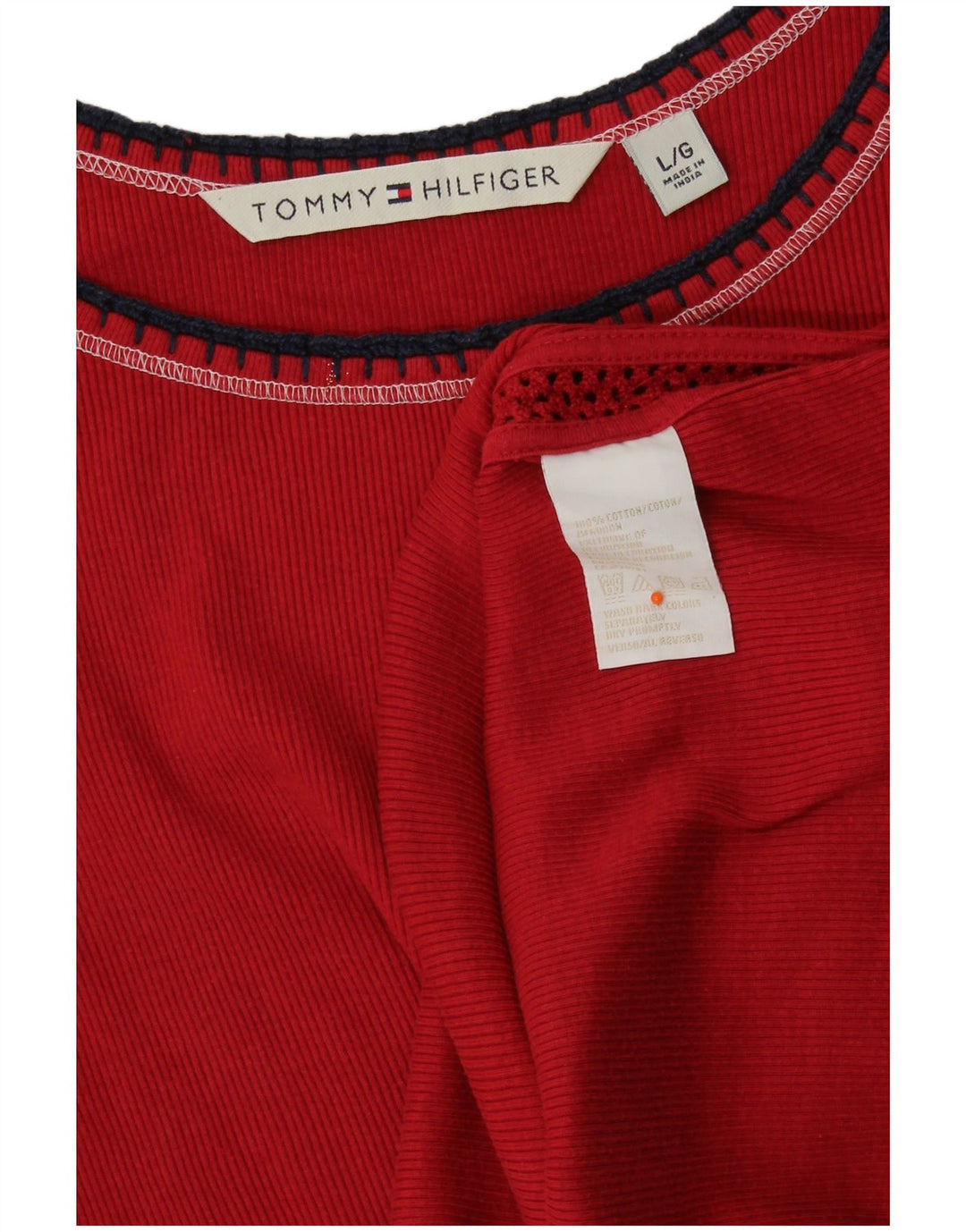 TOMMY HILFIGER Camiseta sin mangas para mujer UK 40 Grande Algodón rojo