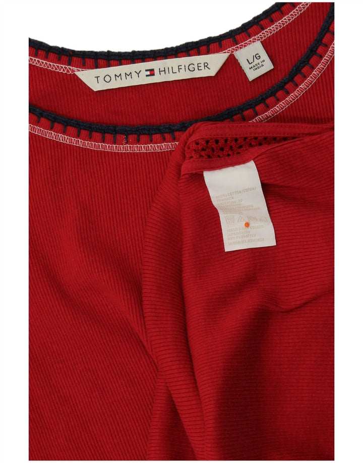 TOMMY HILFIGER Camiseta sin mangas para mujer UK 40 Grande Algodón rojo