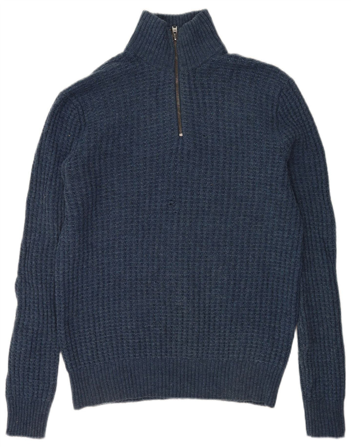 Gap Jersey De Cuello Con Cremallera Para Hombre De Lana De Cordero Azul Pequeño