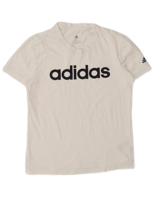 Adidas Camiseta gráfica para mujer Top UK 8/10 Small White Cotton