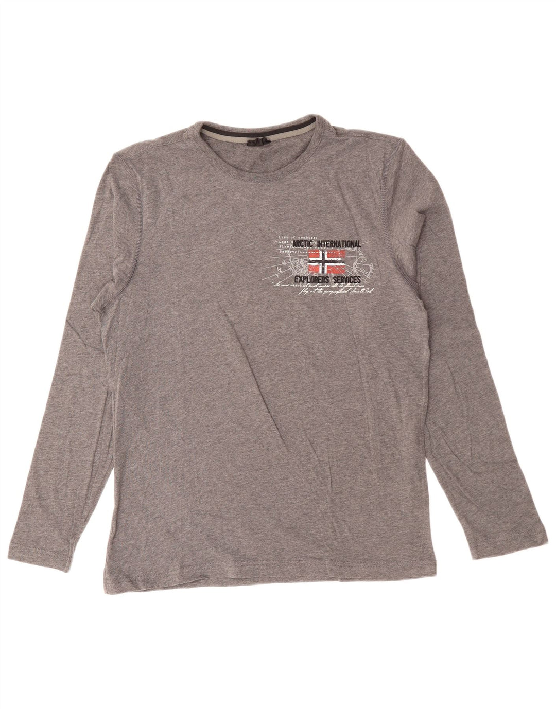 NAPAPIJRI Hombre Top Gráfico Manga Larga Gris Medio