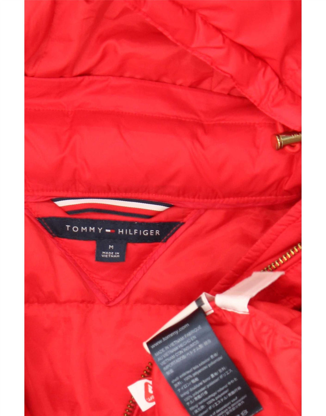 Tommy Hilfiger Chaqueta acolchada con capucha para mujer UK 40 Mediana Poliamida roja