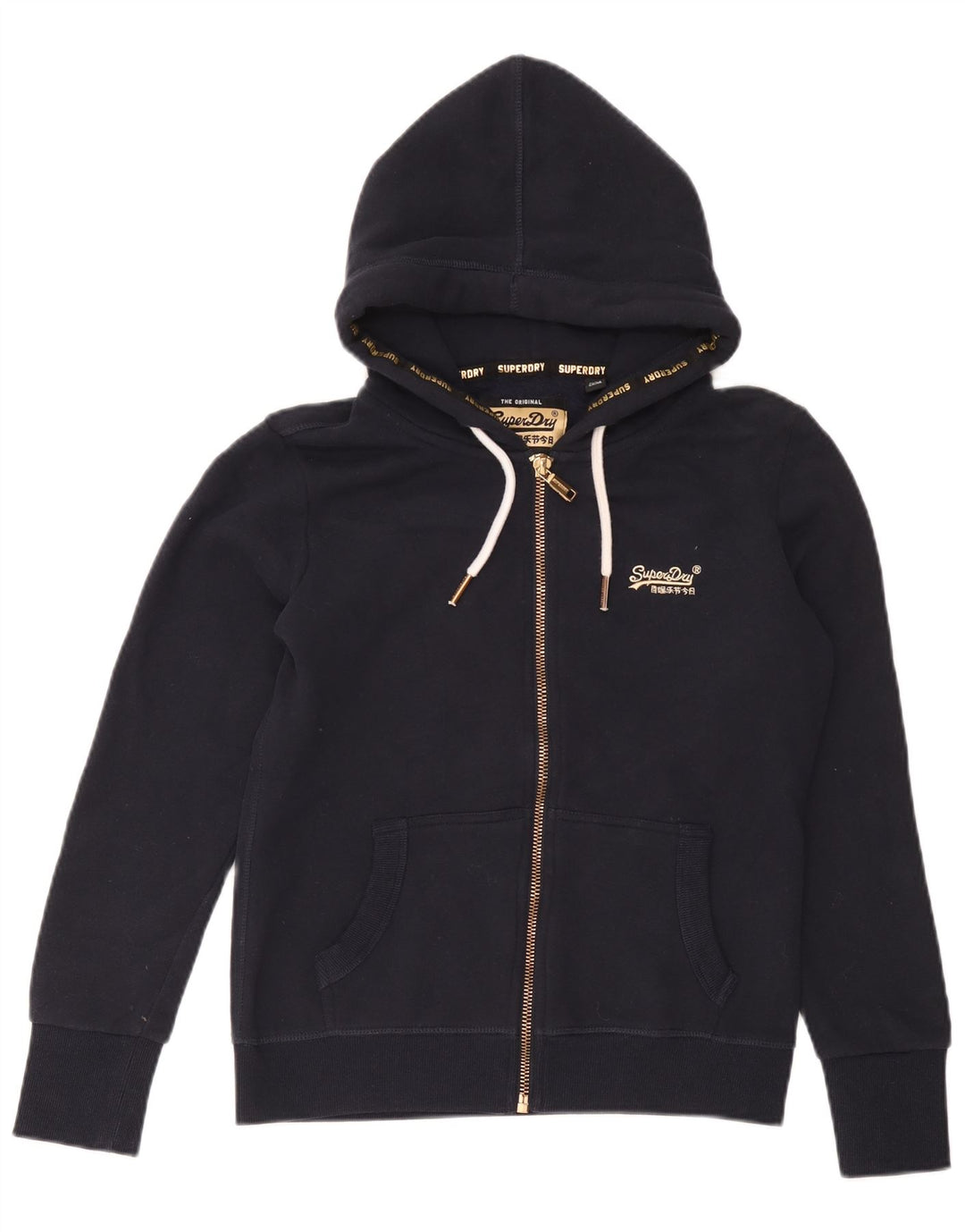 Superdry Sudadera con capucha y cremallera gráfica para mujer Reino Unido 40 Algodón azul marino mediano