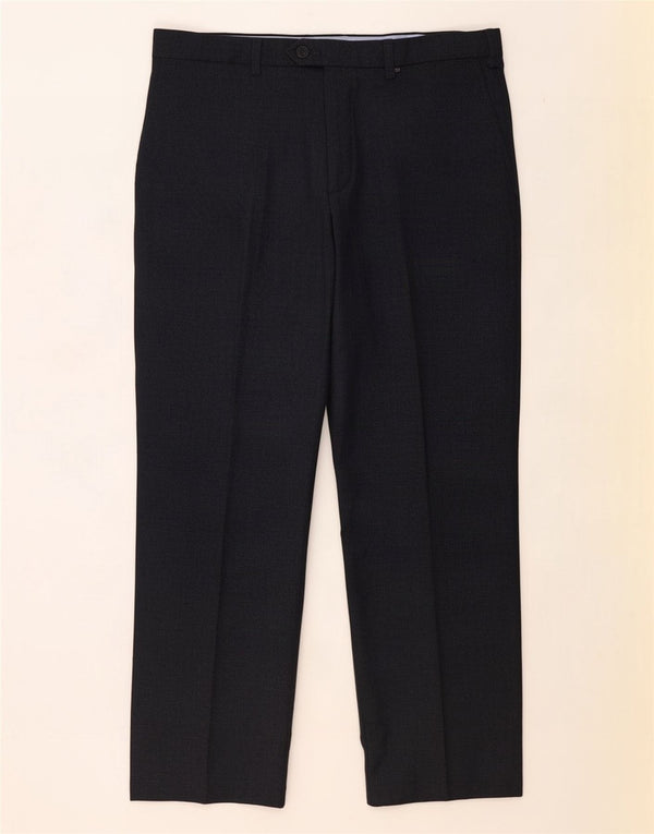 Marks & Spencer Pantalón de traje de corte regular para hombre W36 L29 Lana azul marino