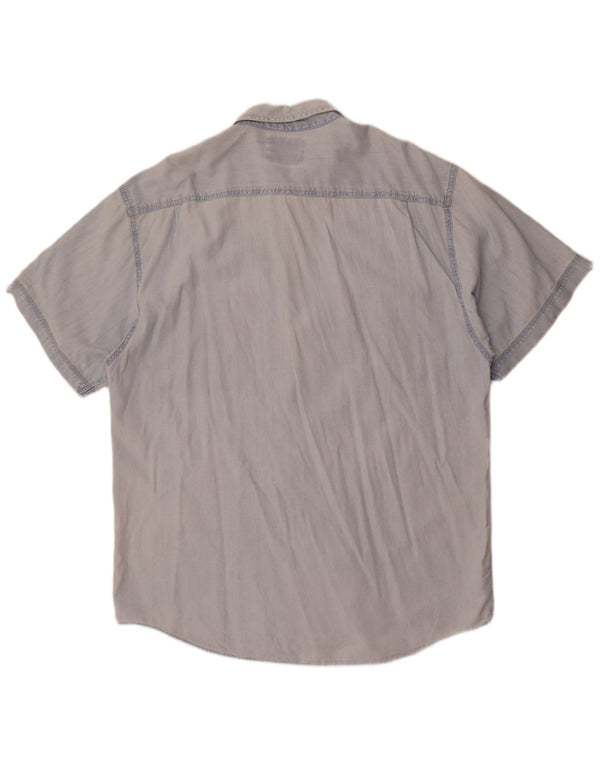 Wrangler Camisa vaquera de manga corta para hombre 2XL Algodón azul