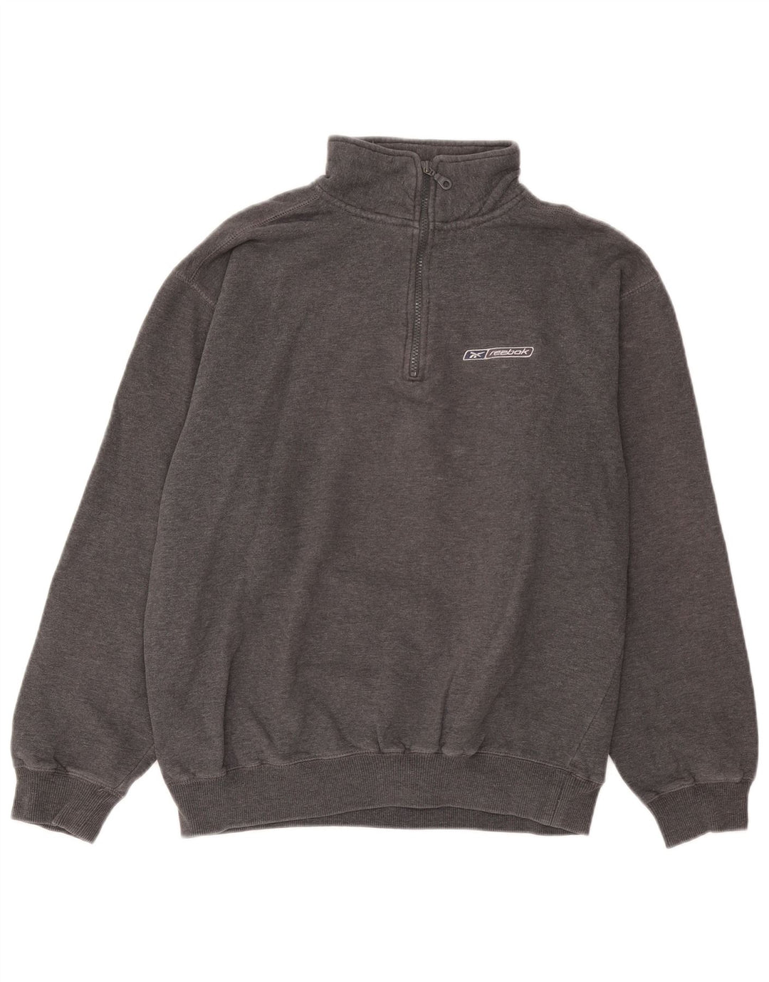 Reebok - Sudadera con cuello y cremallera para hombre, jersey de algodón gris medio