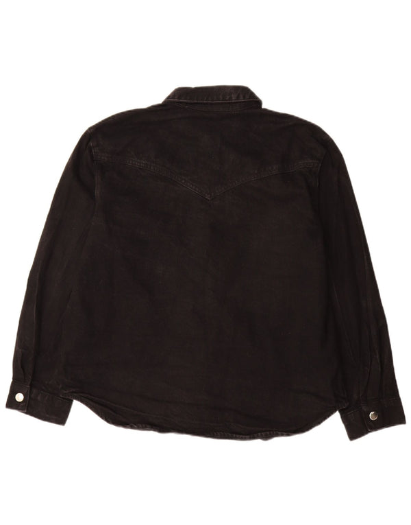 Zara Mujer Camisa Vaquera Extragrande UK 10 Small Algodón Negro