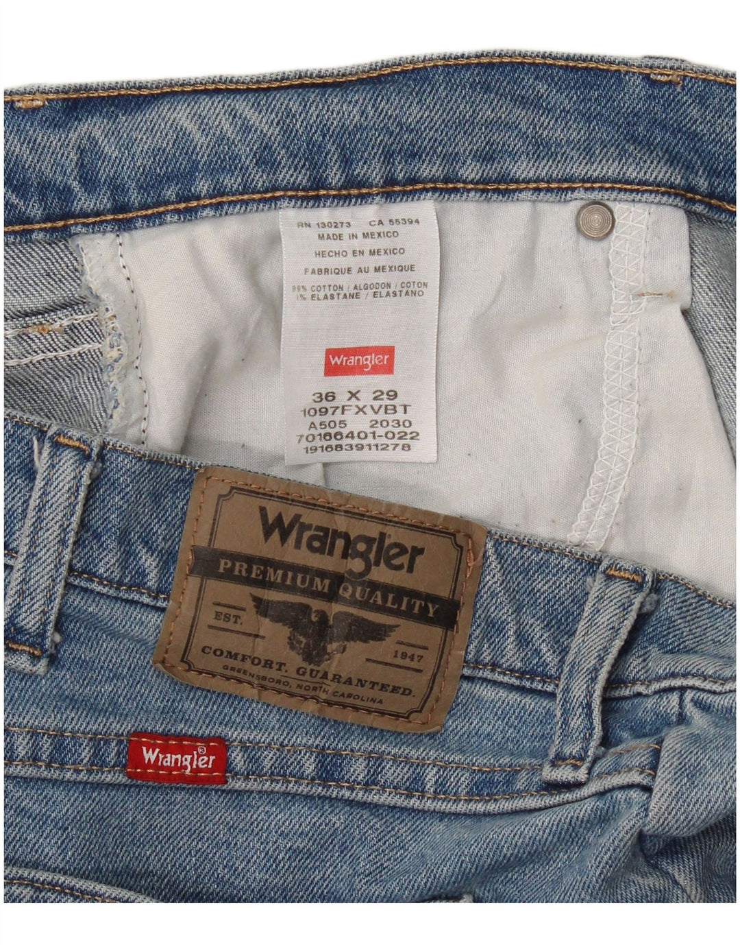 Wrangler Vaqueros rectos para hombre W36 L29 Algodón azul