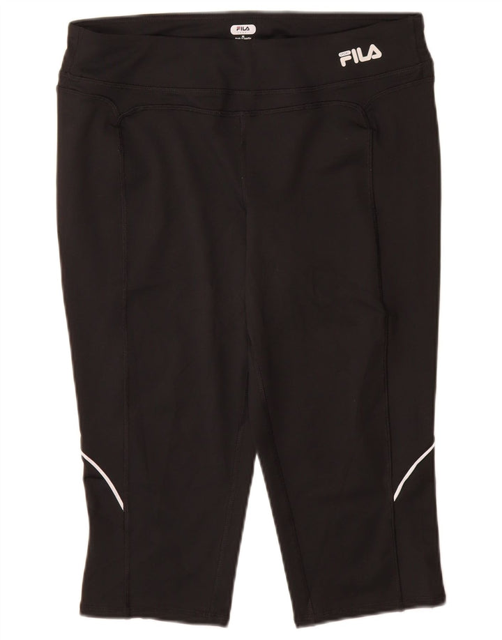 FILA Leggings Capri para Mujer UK 40 Mediano Poliéster Negro