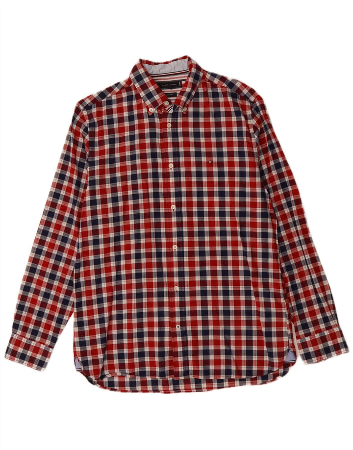 TOMMY HILFIGER Camisa Regular Fit De Algodón A Cuadros Rojo Medio Para Hombre