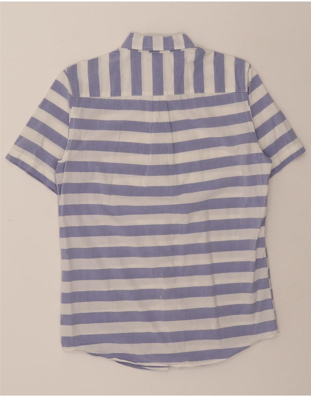 CHAPS Mens Short Sleeve Shirt Small Blue Striped Cotton Vintage Chaps and Second-Hand Chaps from Messina Hembry 