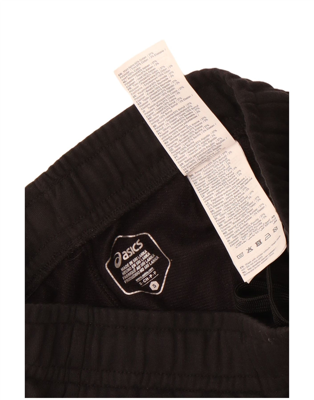 Asics Hombre Pantalones De Chándal Gráfico Joggers Small Algodón Negro