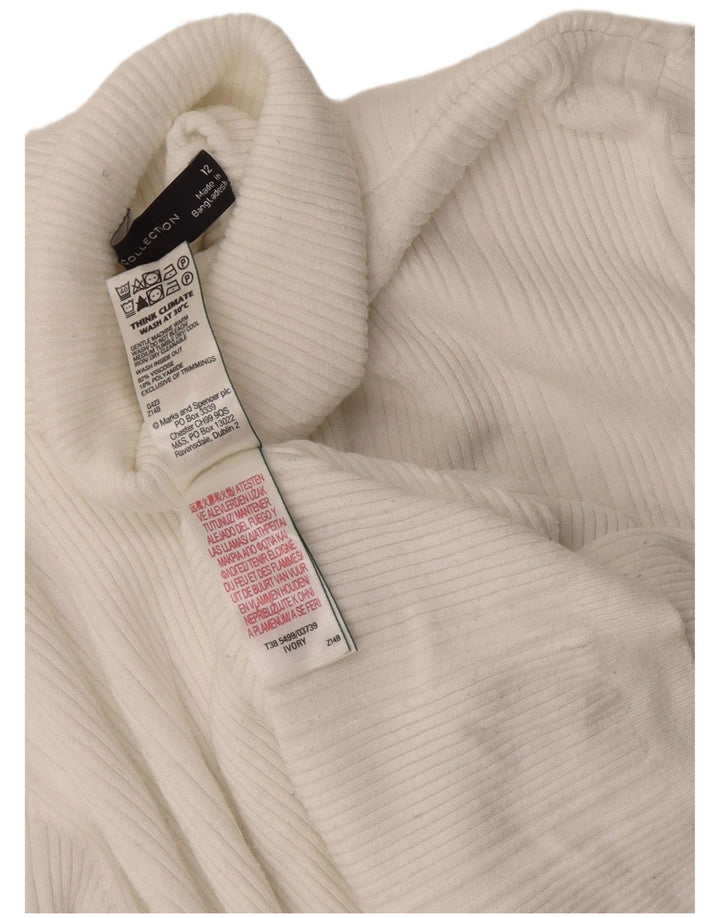 Marks & Spencer Suéter tipo jersey con cuello vuelto para mujer UK 40 Viscosa blanca mediana