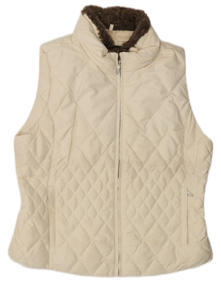Eddie Bauer Chaleco acolchado para mujer UK 46 Grande Poliéster blanco roto