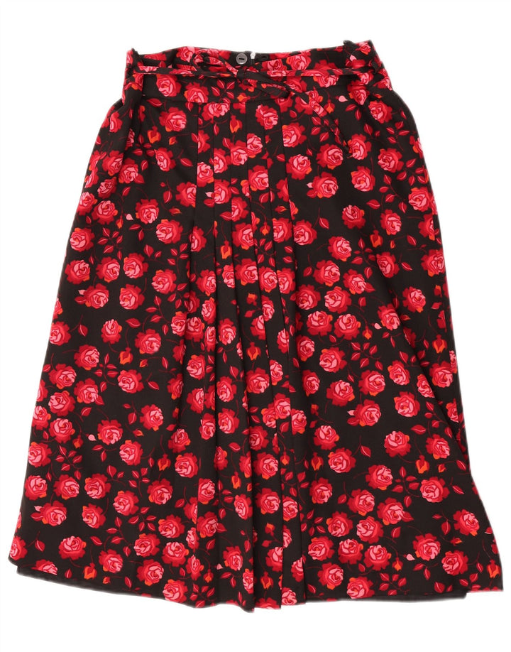 Vintage mujer A-Line falda W28 medio rojo floral