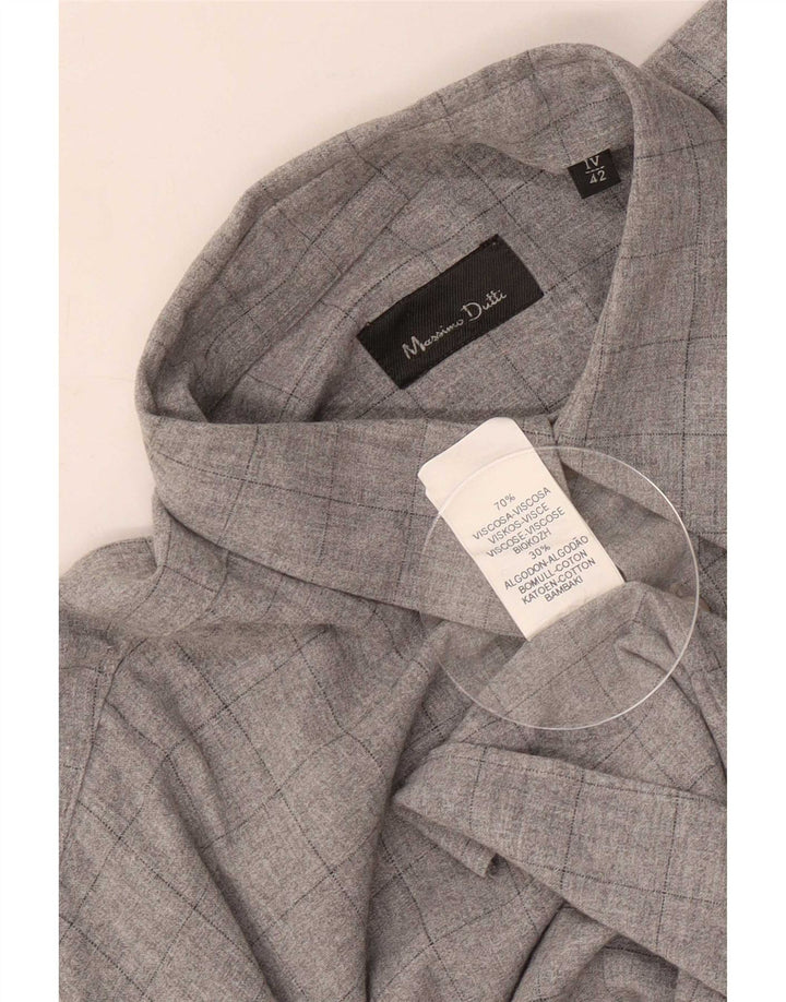 Camisa Alta Hombre Massimo Dutti Talla 42 Viscosa Cuadros Gris Grande