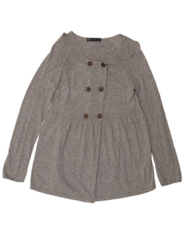 Zara Mujer Cárdigan Suéter UK 44 Grande Algodón Gris