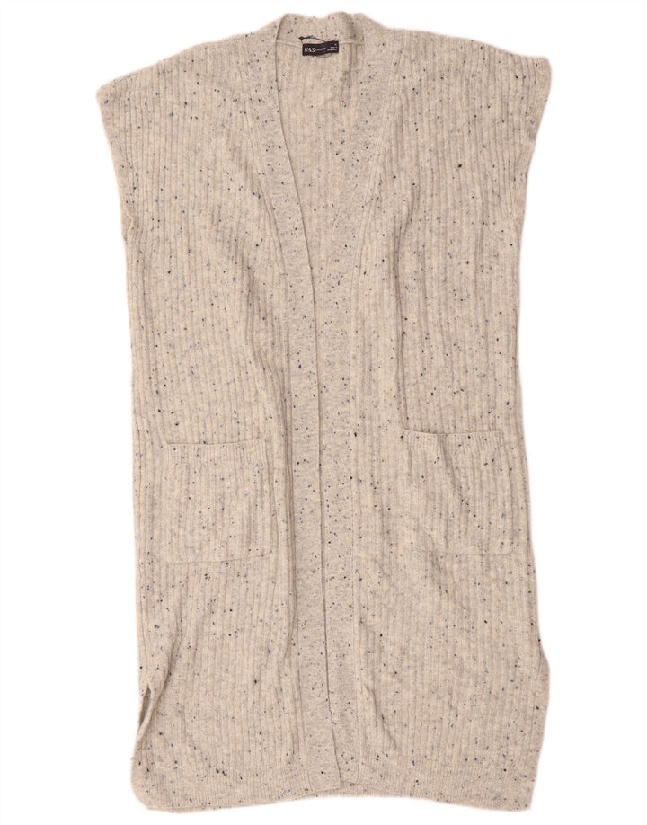 Marks & Spencer Suéter tipo cárdigan sin mangas para mujer UK 44 Gris medio