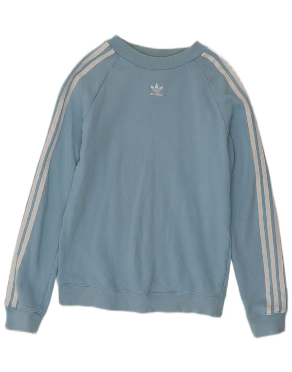 Adidas Womens Sweatshirt Jumper UK 10 Small Blue Cotton