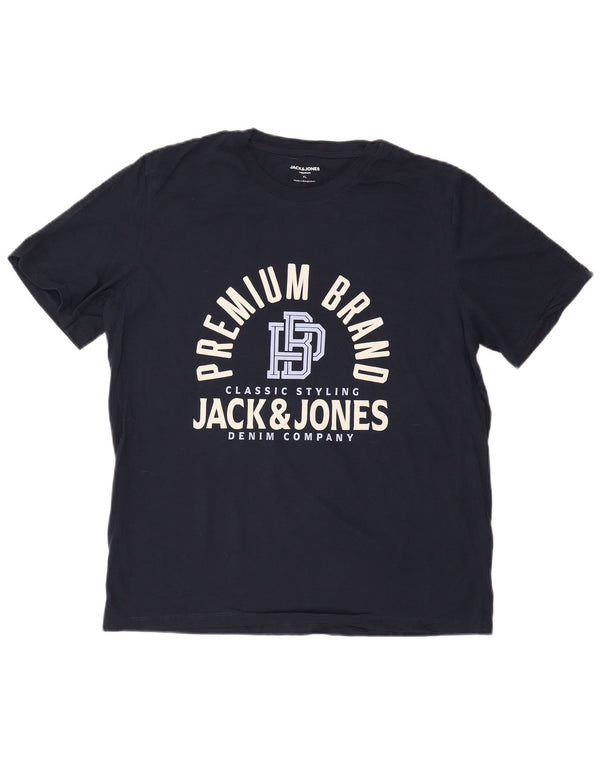 Jack & Jones Hombre Camiseta Gráfica Top XL Azul Marino Algodón