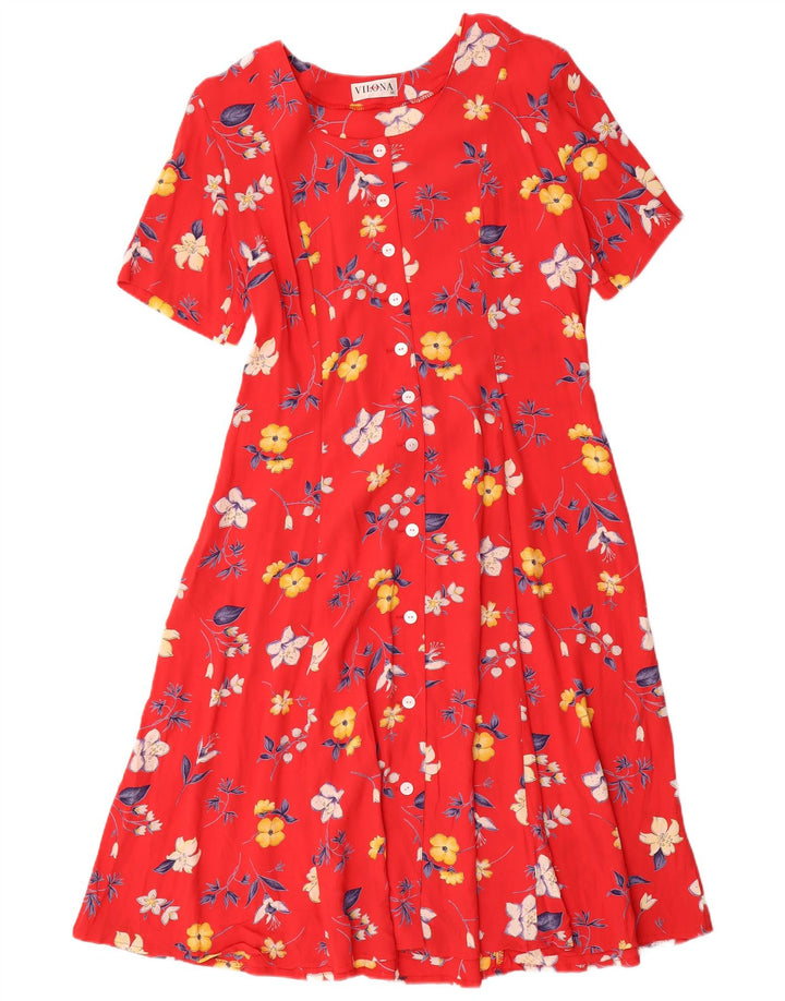 Vilona Moda Vestido acampanado para mujer EU 38 Viscosa floral roja mediana