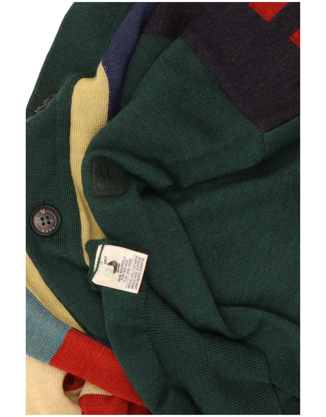 Marz Cárdigan De Hombre IT 52 Large De Lana Color Block Verde