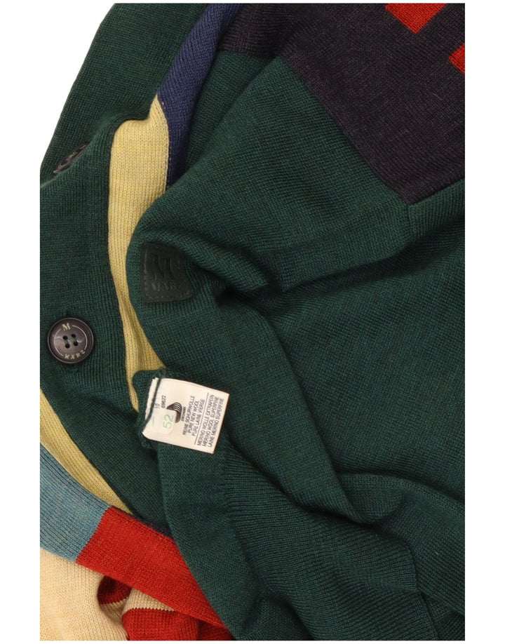 Marz Cárdigan De Hombre IT 52 Large De Lana Color Block Verde