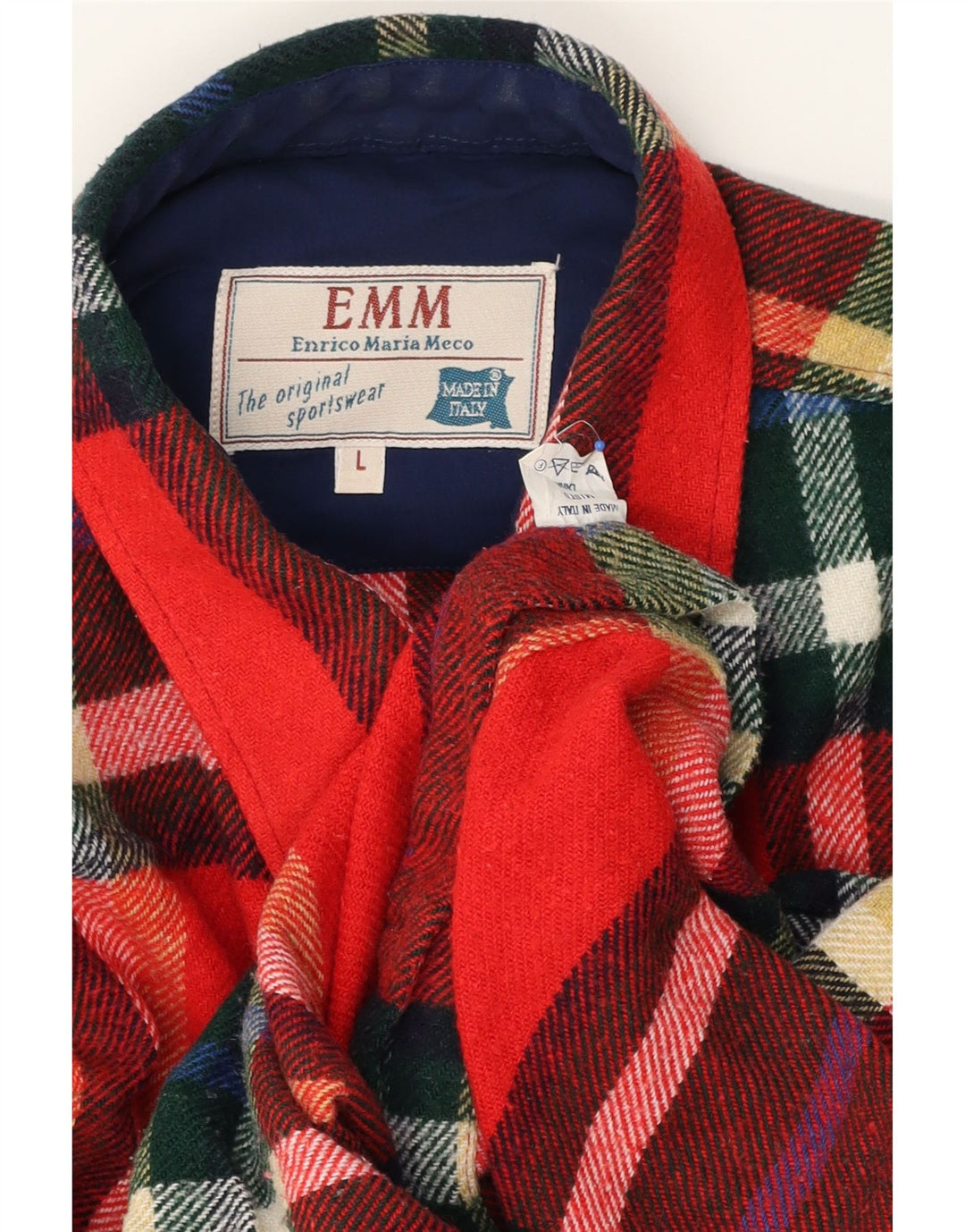 VINTAGE camisa de franela para hombre lana a cuadros roja grande