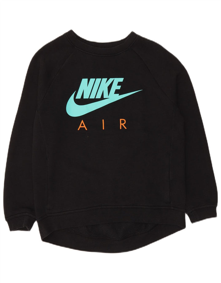 Nike Sudadera de gran tamaño con gráfico para mujer UK 10 Small Black Cotton