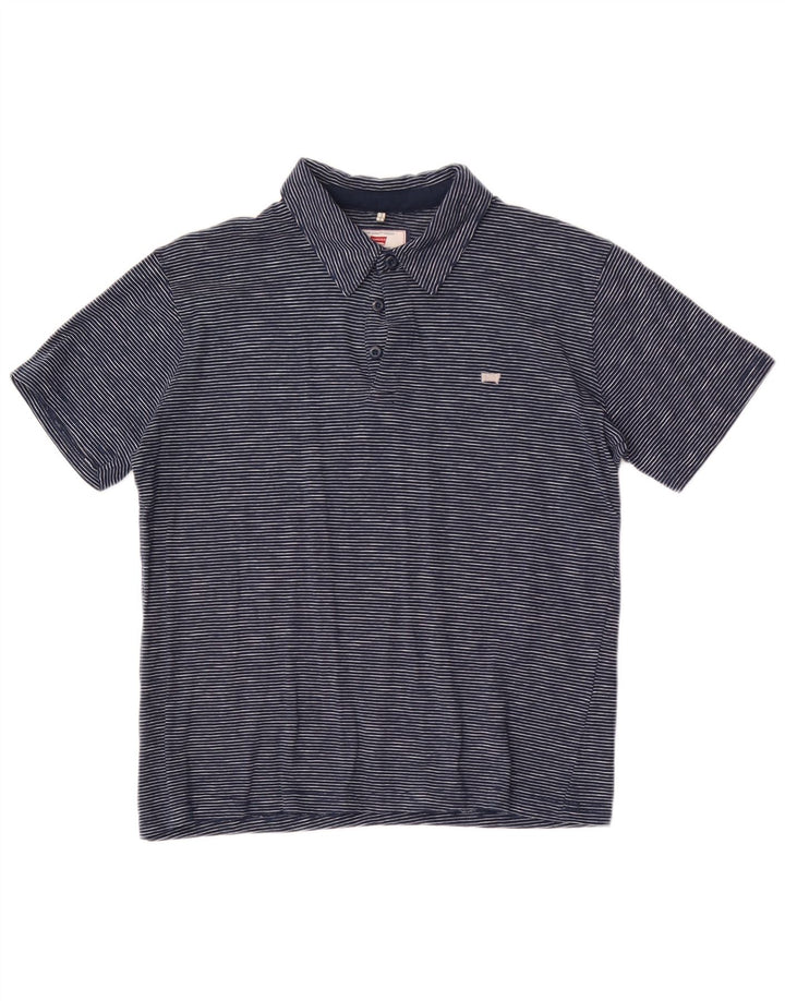 Carrera Polo para hombre pequeño azul marino a rayas