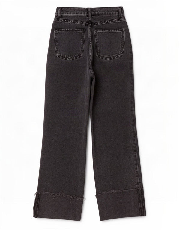 Zara Vaqueros de pierna ancha y cintura alta para mujer EU 32 2XS W22 L28 Algodón negro
