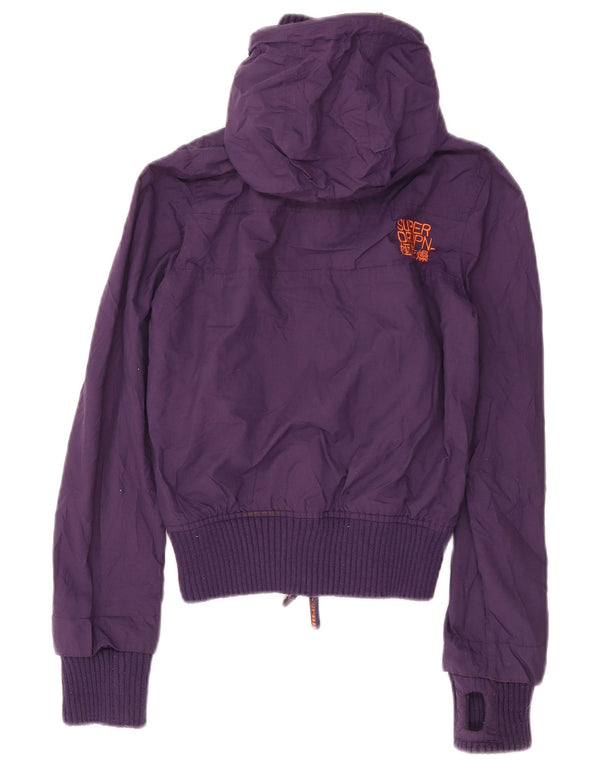 Superdry Chaqueta impermeable corta con capucha para mujer UK 6 XS Nylon morado